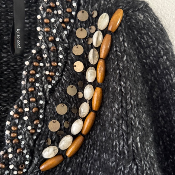 renee c. Gray beaded Mohair Wool Blend Cropped Bell Sleeve Sweater Size L - Picture 6 of 13